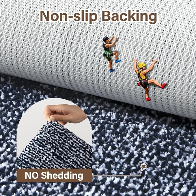Bathroom Rugs 24x17 Non Slip Washable, Dark Blue Bath Mat for Bathroom Floor Tub, Soft Absorbent Quick Dry Mats for Shower, Bathtub,Home Decor