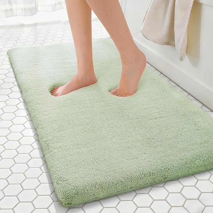 MINIDEAR Bathroom Rugs 44x24 Sage Green - Thick Memory Foam Bath Mat, Ultra Soft & Plush Fluffy, Non-Slip, Quick Dry, Absorbent Washable Floor Microfiber Mat for Tub, Home Decor Accessories