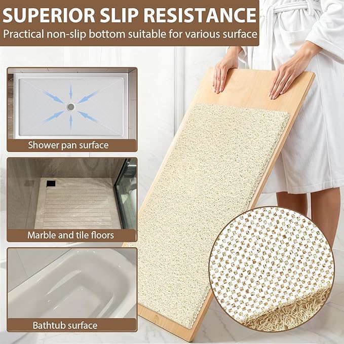Shower Mat Non Slip: 47.2 x 31.5 Inch Extra Large Shower Mats for Inside Shower with Drain Hole - Soft PVC Loofah Anti Slip Shower Stall Mat for Walk-in Shower and Bathroom, Quick Drying