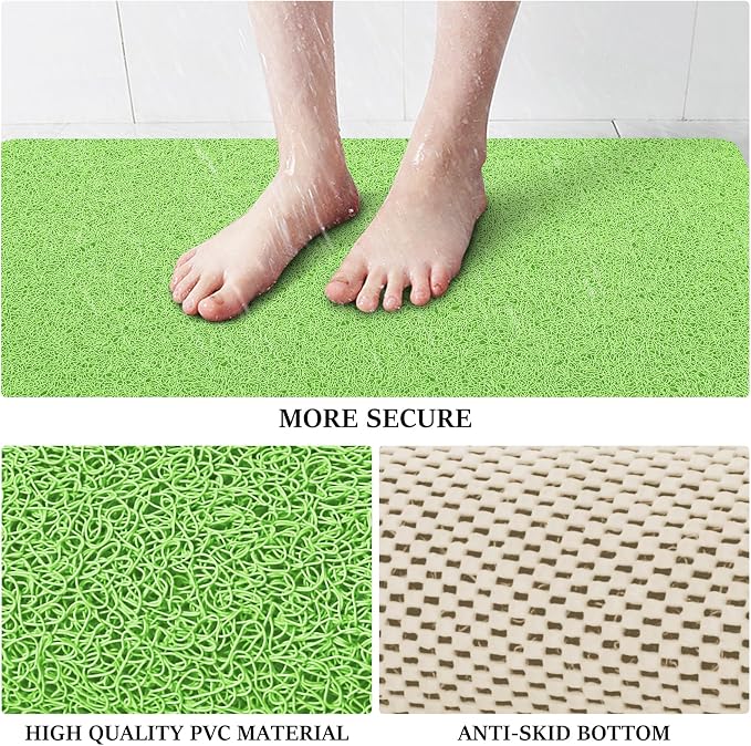 LuxStep Shower Mat Bathtub Mat,24x24 inch, Non-Slip Bath Mat with Drain, Quick Drying PVC Loofah Bathmat for Tub,Shower,Bathroom (Grass Green)