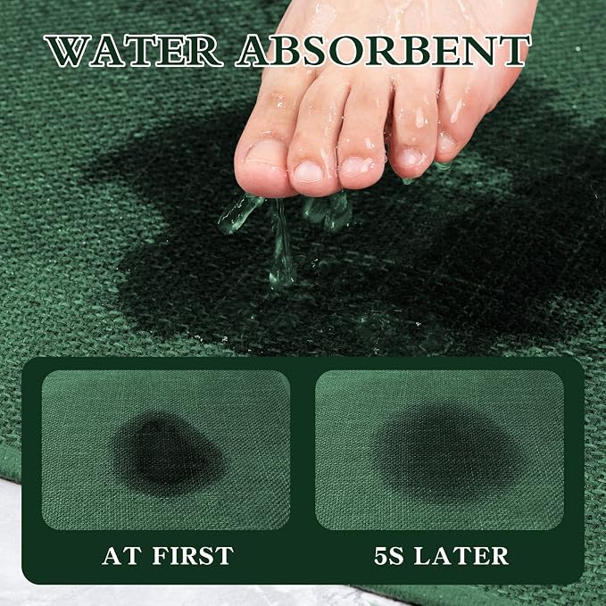 chakme Bathroom Rugs Mat 59x25, Ultra Thin Non Slip Bath Mat Large Quick Dry Absorbent Bath Mat for Bathroom Floor, (Green, 59"x25")