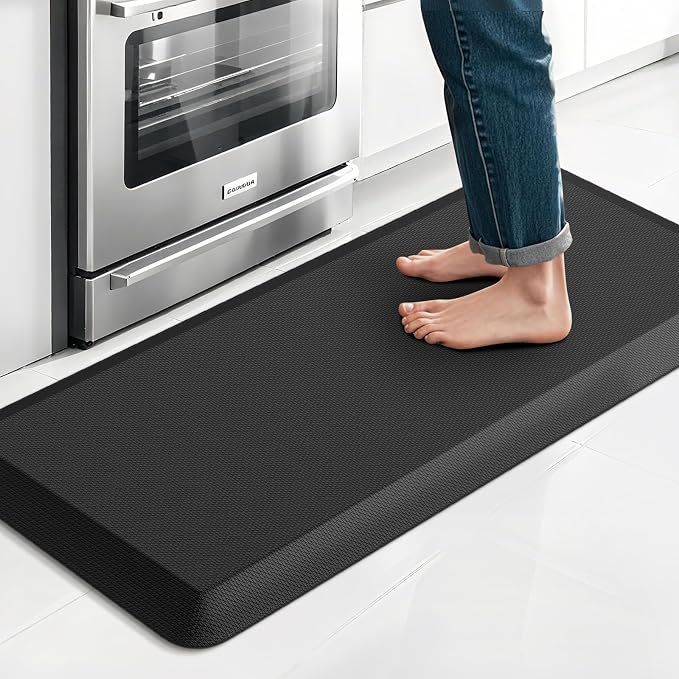 4/5 Inch Thicker Kitchen Mat, Cushioned Thick Floor Comfort Mat, with Non-Slip Bottom, Water & Stain Resistant, Easy Clean Standing Desk Mat for Kitchen, Sink, Office (17.3"x39"x0.8", Black)