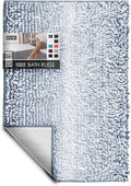 Hearth & Harbor Bathroom Rugs, Chenille Bath Mat - Machine Washable Bath Mats for Bathroom Non-Slip Backing Rubber, Quick Dry Bathroom Mat, 24 x 36 - Ombre Blue