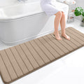 OLANLY Memory Foam Long Bathroom Rugs Runner 70x24, Super Soft Absorbent Bath Mat, Quick Dry, Machine Washable Shower Floor Rugs, Bathmat Carpet, Bathroom Home Decor Accessories, Tan