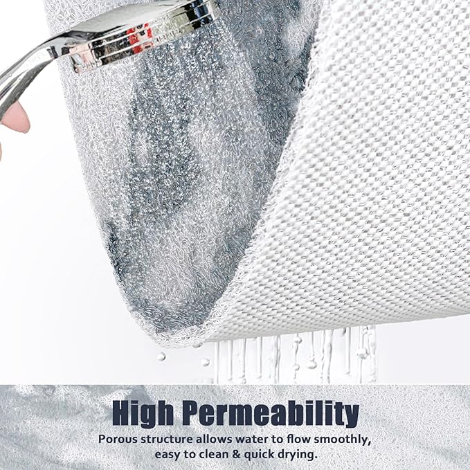 Shower Mat Non Slip - 36x36 Inch Soft Comfort Bath Mat with Drainage Holes, PVC Loofah Massage Bathmat for Shower, Tub, Bathroom, Wet Areas, Quick Drying