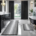 BSICPRO Bathroom Rugs and Mats Sets, 2 Piece Thick Absorbent Chenille Bath Mat Rug Set Non Slip, Soft Shaggy Bath Room Floor Mats for Bathroom, Machine Washable (Black, 24" x 70" Plus 20" x 32")