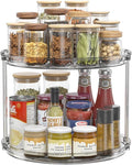 LAMU 2 Tier Lazy Susan Organizer 12 inch Large Lazy Susan Turntable Rotating Spice Rack Organization for Cabinet, Kitchen, Pantry, Countertop, Bathroom, Vanity, Medicine Cabinet Organizer, Grey
