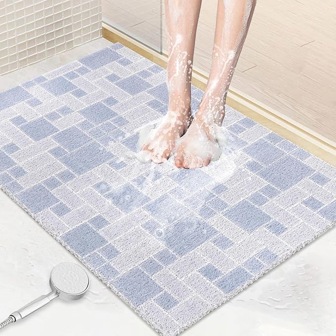 Shower Mat Non Slip Large Bath Tub Mat Non Slip 24''x32'' Loofah Bathroom Shower Mat for Inside Shower Soft Textured Foot Massage Pad Bathroom Floor Mat for Wet Area No Suction Cups Quick Dry