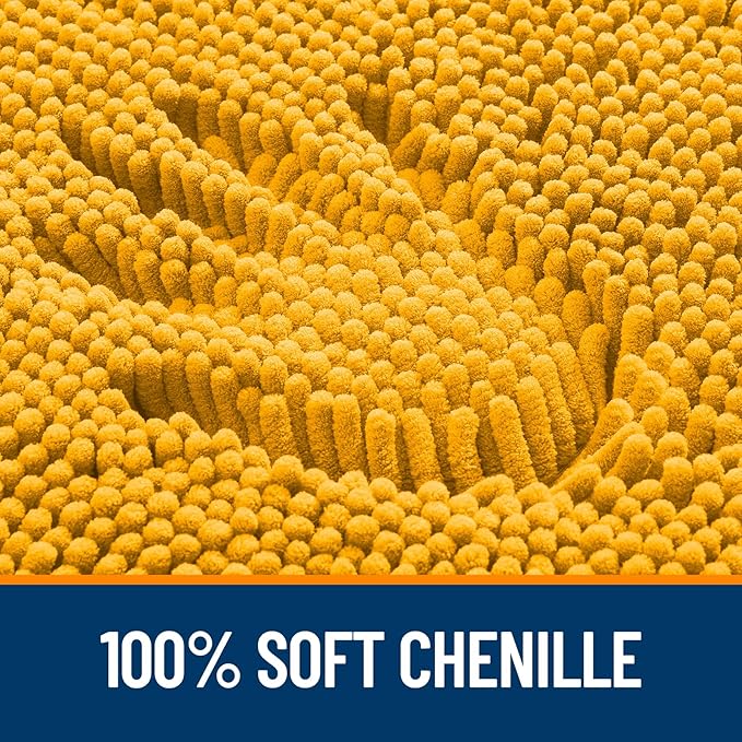 OLANLY Bathroom Rugs 32x20, Extra Soft Absorbent Chenille Bath Rugs, Rubber Backing Quick Dry, Machine Washable Bath Mats for Bathroom Floor, Tub and Shower, Home Decor Accessories, Golden Yellow