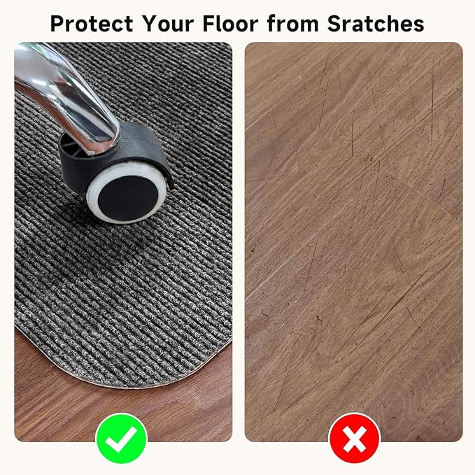 Office Chair Mat for Hardwood Floor & Tiles, 55"*35" Desk Computer Floor Mats, Large Anti-Slip Hard Floor Protector for Rolling Chairs, Dark Gray