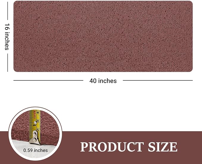 LuxStep Shower Mat Bathtub Mat,40x16 inch, Non-Slip Bath Mat with Drain, Quick Drying PVC Loofah Bathmat for Tub,Shower,Bathroom,Reddish Brown