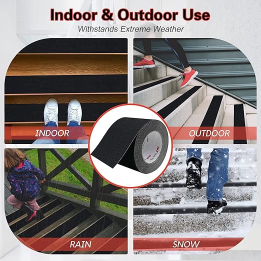 S&X Anti-Slip Tape 6" x 60' – Non-Skid Safety Tape for Slippery Stairs, Steps, Floors – Weatherproof, Durable and Easy to Install