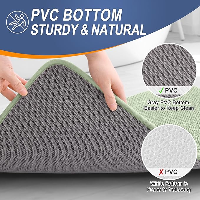 OLANLY Thick Memory Foam Bathroom Runner Rugs 59x24, Extra Soft Absorbent Long Bath Rug, Quick Dry, Non-Slip, Machine Washable Bath Mat for Bathroom, Tub and Shower, Home Decor Accessories, Sage Green