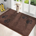 PURRUGS Dirt Trapping Door Mat 34" x 59", Non-Skid/Slip Machine Washable Microfiber Entrance Rug, Shoes Scraper, Dog Doormat, Super Absorbent Floor Mat for Muddy Wet Shoes and Paws, Brown
