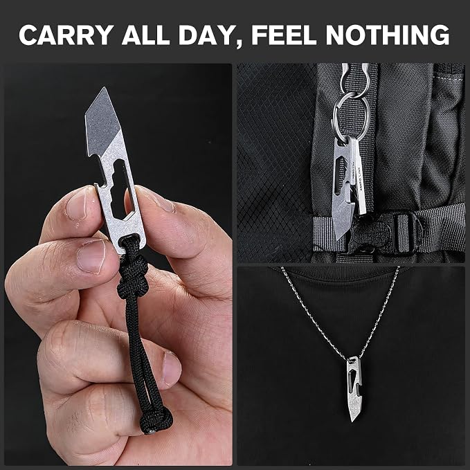 KEEPO LINK Titanium EDC Pry Bar, 4-in-1 Mini Pocket Pry Bar Keychain Tool for Men, OLT08