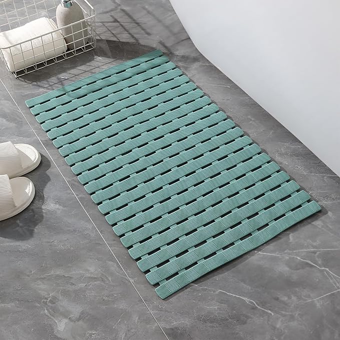 Bathtub Shower Mat, Pet Dog Bathing Non-Slip Mat, Dog Bath mat for tub, Quick Drain Bathtub Mat with Suction Cups & Drain Holes for Bathroom, 27.1x15.7 Inch (Mars Green)