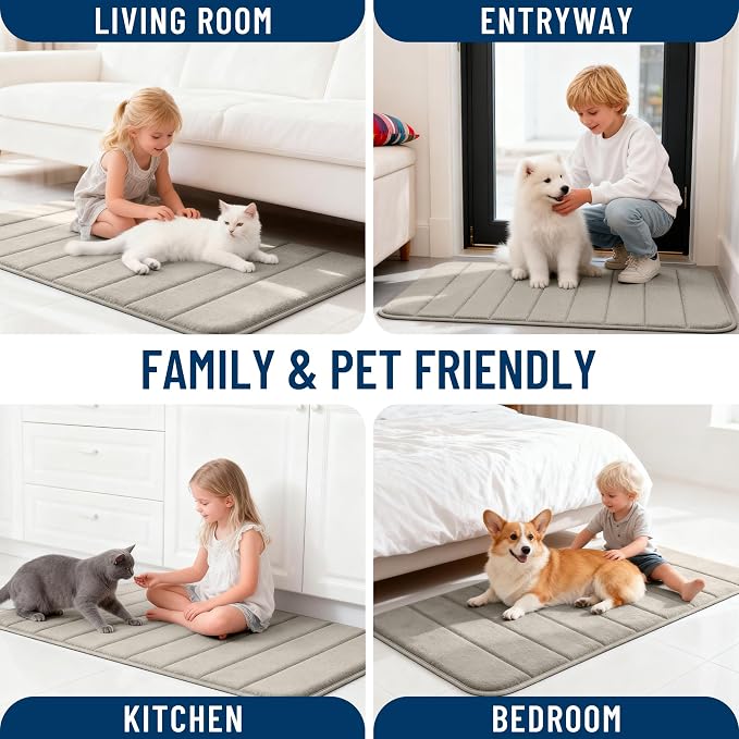 OLANLY Memory Foam Bath Mat 40x32, Super Soft Absorbent Bathroom Rugs, Quick Dry, Machine Washable Shower Floor Rugs, Bathmat Carpet, Bathroom Home Decor Accessories, Warm Taupe