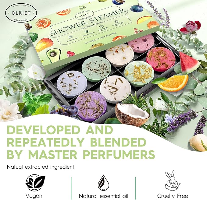 Shower Steamers Aromatherapy Mothers Day Gifts 8 Pack Shower Bombs Fruit Scents with Essential Oils, Birthday Gifts for Girlfriend, Her, Men, Mom, Teens, Self Care Relaxation Home SPA Stress Relief
