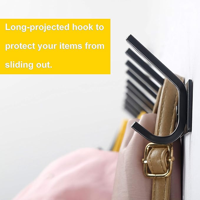 WEBI Coat Rack Wall Mounted,8 Coat Hooks for Hanging Coats,24" Heavy Duty Metal Double Hook Rack Rail Coat Hanger Wall Mount for Clothes Entryway Jacket,Black
