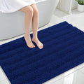OLANLY Thick Large Bathroom Rugs 47x32, Extra Soft Absorbent Chenille Striped Bath Rugs, Rubber Backing, Machine Wash Dry, Bath Mats for Bathroom Floor, Tub and Shower, Home Decor Accessories, Navy