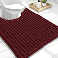 OLANLY Toilet Rugs U Shaped 24x20, Thick Soft and Absorbent Chenille Contour Bath Mat, Non-Slip Rubber Backing, Machine Washable Quick Dry Toilet Mat, Home Decor Accessories, Burgundy
