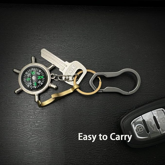 Titanium Bottle Opener, Small Keychain Beer Bottle Opener Can Opener with Stainless Steel Key Ring (Glod)
