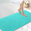 Smiry Luxury Chenille Bathroom Rugs 47x24, Extra Soft and Absorbent Shaggy Bath Mat, Machine Washable, Non-Slip Plush Carpet Runner for Tub, Shower, and Floor, Home Decor Accessories, Turquoise
