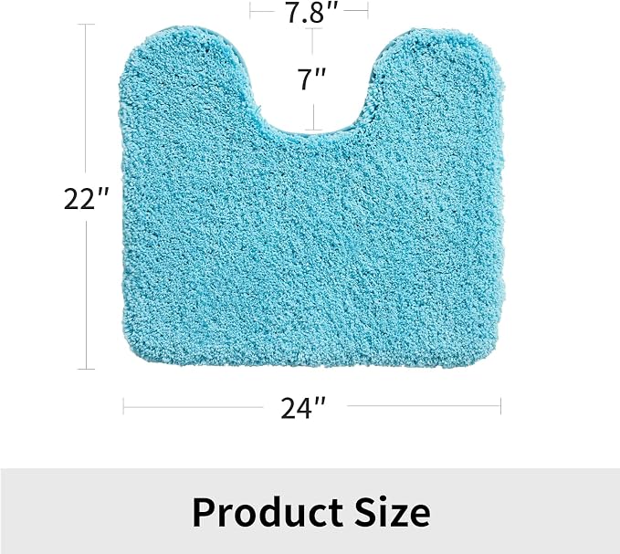 Disolla Toilet Mat 22x24 Sky Blue - Non Slip Fluffy U-Shaped Contour Rug, Ultra-Soft Plush Toilet Floor Mat, Absorbent & Machine Washable