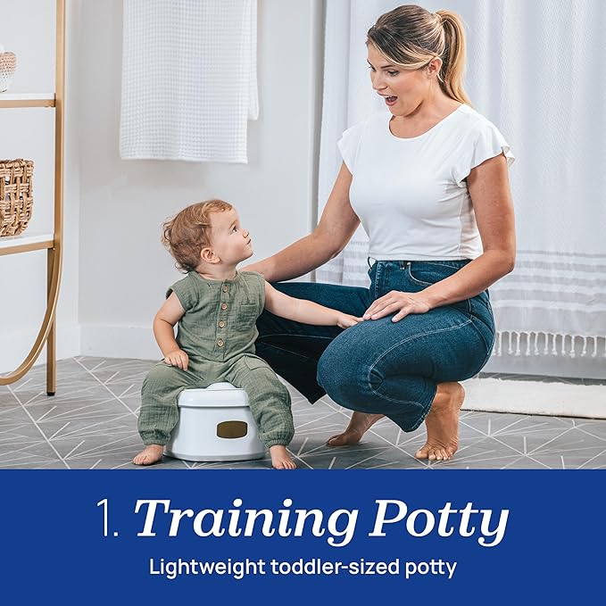 Chicco 3-in-1 Potty Training System, Toddler Training Potty, Toilet Topper, Step Stool, Easy-Clean, Anti-Slip Base, Adjustable Spray Shield