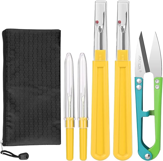 CampTek Seam Ripper, Sewing Stitch Ripper and Thread Remover Tool Kit, 2 Big+2 Small Embroidery Cutter and 1 Thread Snip(Yellow)