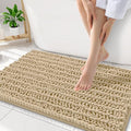 Smiry Bathroom Rugs Mat 32x20, Extra Soft Absorbent Chenille Bath Rugs, Non Slip Rubber Backing Machine Washable Quick Dry Bath Mats for Bathroom Floor, Tub, Shower, Home Decor Accessories, Beige