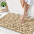 Smiry Bathroom Rugs Mat 34x21, Extra Soft Absorbent Chenille Bath Rugs, Non Slip Rubber Backing Machine Washable Quick Dry Bath Mats for Bathroom Floor, Tub, Shower, Home Decor Accessories, Beige