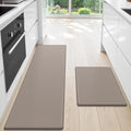StepLively Kitchen Mat, 2 PCS Kitchen Rugs, Cushioned Kitchen Mats for Floor, Anti Fatigue Kitchen Rug Set, Non-Skid Standing Mat for Kitchen, Office, Sink, 17.3"x30"+17.3"x70", Khaki