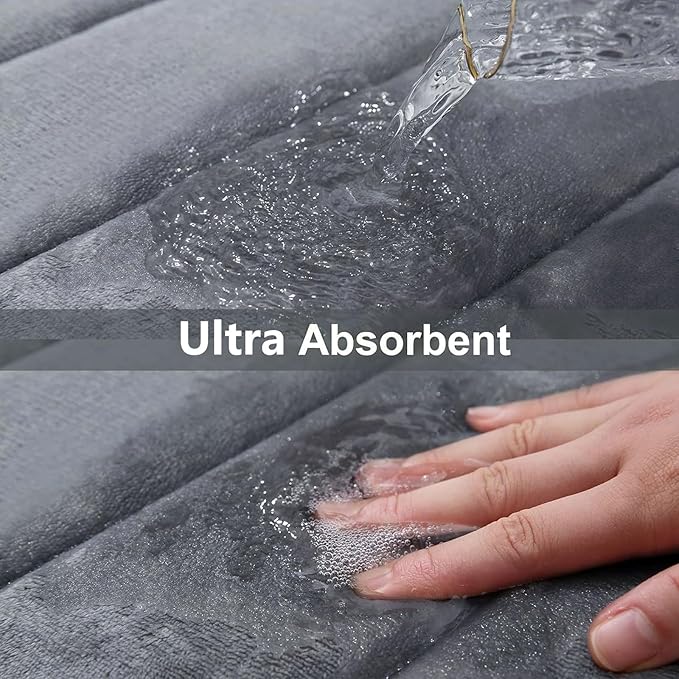 Buganda Memory Foam Bath Mat, 70" x 24", Ultra Soft and Non-Slip Bathroom Rugs, Water Absorbent and Machine Washable Bath Rug Runner for Bathroom, Shower, and Tub, Dark Grey