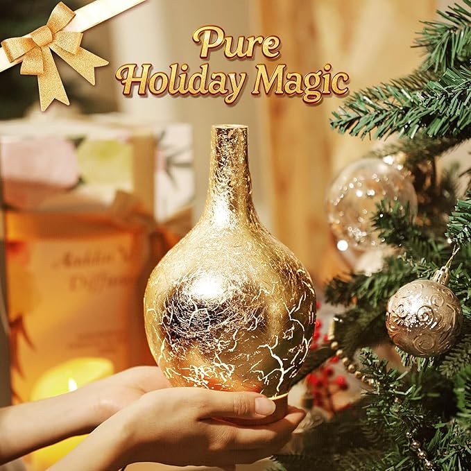 Porseme Gold Plated Essential Oil Diffuser Glass Aromatherapy Ultrasonic Humidifier, Auto Shut-Off,Timer Setting, BPA Free,Aroma Decoration for Home,Office,Gym,Spa,Premium Gift 150ml
