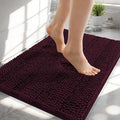 OLANLY Thick Small Bathroom Rugs 24x16, Extra Absorbent Chenille Striped Bath Rugs, Rubber Backing, Machine Wash, Bath Mats for Bathroom Floor, Tub and Shower, Home Decor Accessories, Black Cherry