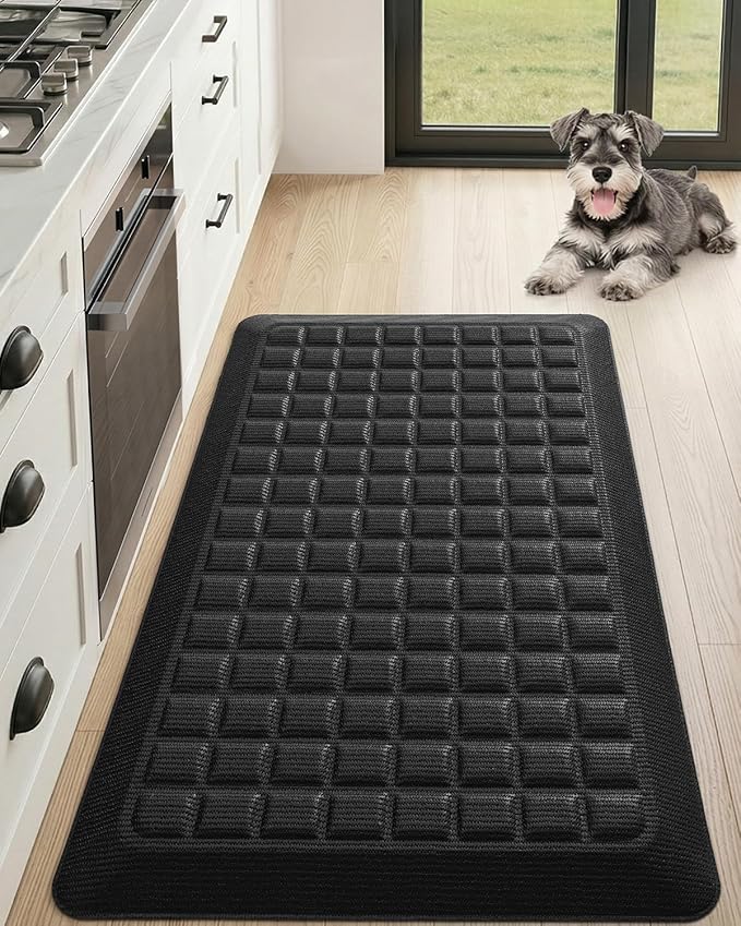 Color&Geometry 0.9 Inch Extra Thick Anti Fatigue Kitchen Floor Mat, High-Density Supportive Foam Standing Desk Mat, Waterproof Non-Slip Comfort for Sink, Office, Laundry, 20"x39", Black