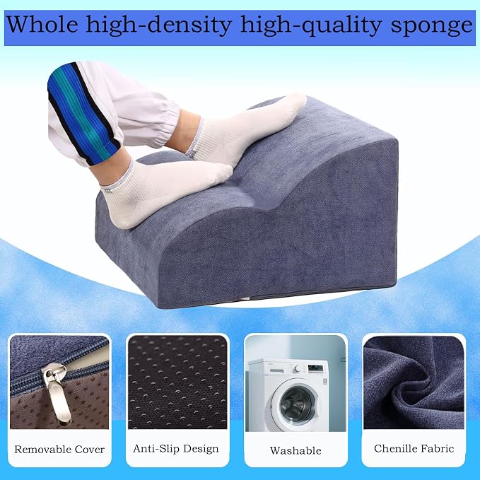 Foot Rest for Under Desk at Work.Multifunctional 3-Tier Foot Stool,with Washable Footrest.for Under Desk,Office Chair Gaming Chair & Sofa,Leg Elevation Pillow,Supports Posture-Light Blue