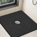 Shower Mat Non Slip,32 x 32 Inch Extra Large Square Shower Mat with Drain Hole in Middle,Soft Loofah Bath Mat Shower Stall Bathtub Mat for Inside Shower Bathroom,Without Suction Cups (Black)