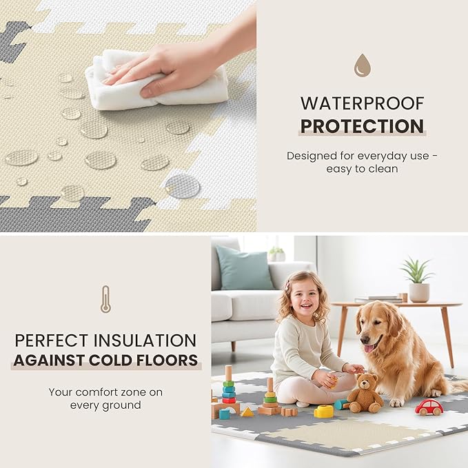 bemaxx Gym Mats Set - 18 pcs EVA Interlocking Foam Floor Tiles (12.6"x12.6"x0.4") 18sqft Protective Gym Flooring Sports Home Workout Exercise Mats Puzzle Garage Fitness Play-Room Pool Treadmill Bike