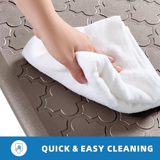Kitchen Mats for Floor 2 Piece - Anti Fatigue Mats for Kitchen Floor - Non Slip Cushioned Rugs for Standing, Office,Sink, Laundry, Khaki