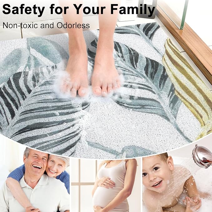 Square Shower Mat, 32x32 Inch Extra Large Non Slip Shower Mats for Inside Shower, Soft PVC Loofah Shower Mat Anti Slip Quick Drying, Shower Stall Mats for Home, Holtel, Bathroom