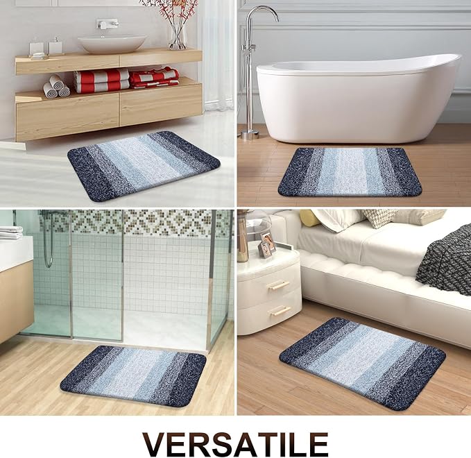 OLANLY Large Bathroom Rugs Mat 40x24, Extra Soft Absorbent Microfiber Bath Rugs, Rubber Backing, Quick Dry, Washable Bath Mats for Bathroom Floor, Tub and Shower, Home Decor Accessories, Navy Blue