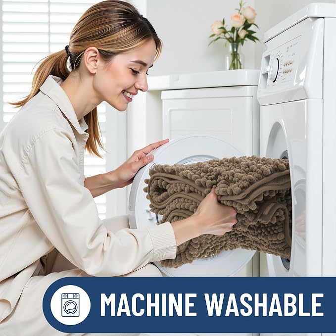 Smiry Bathroom Rugs Mat 70x24, Extra Soft Absorbent Chenille Bath Rugs, Non Slip Rubber Backing Machine Washable Quick Dry Bath Mats for Bathroom Floor, Tub, Shower, Home Decor Accessories, Camel