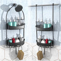 Shower Caddy Hanging, Anti-Swing Shower basket over showerhead with suction cups; Never rust Bathroom Organizer over the door, Multiple Hanging Modes Shelf with Hooks, Matte Grey