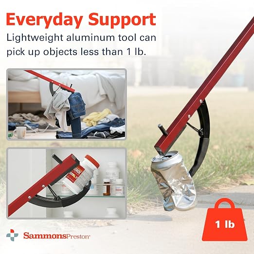 Sammons Preston Reacher, 26" Lightweight Grabber Reacher Tool with Magnetic Tip, Ergonomic Grip & Claw Jaw, Portable Reaching Aid for Seniors, Daily Living & Home Use, Standard Red, 2 pack
