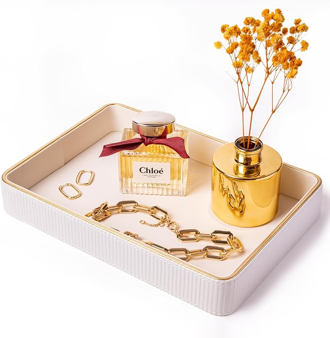 Perfume Tray Valet Tray Night Stand Bedside Organizer| Perfume Organizer Catchall| Perfume Trays for Dresser Vanity Tray for Dresser Countertop| Perfume Holder| Nightstand Organizer Women