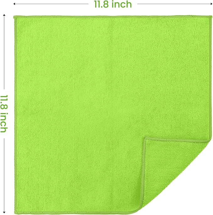 SIFANGKE Microfiber Cleaning Cloth, 12 Pack Limegreen Cleaning Rags for Housekeeping, Reusable Microfiber Towels for Car, Kitchen, Bathroom and Household Cleaning Supplies, 11.8"X11.8"