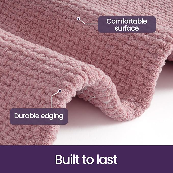 DEXI Bathroom Rugs 43x24, Non Slip Washable Bath Mat, Absorbent Chenille Bathmat, Ultra Soft Thick Carpet for Tub Shower Floor, Pink