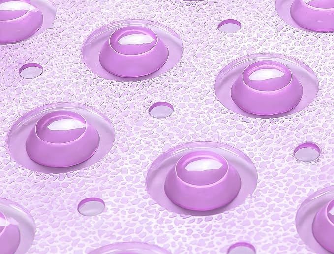 Extra-Long Non-Slip Bathtub & Shower Mat 39”x16” (Smooth/Non-Textured Tubs Only) Safe, Clean, Machine-Washable, Superior Grip&Drainage, Vinyl, Transparent Purple